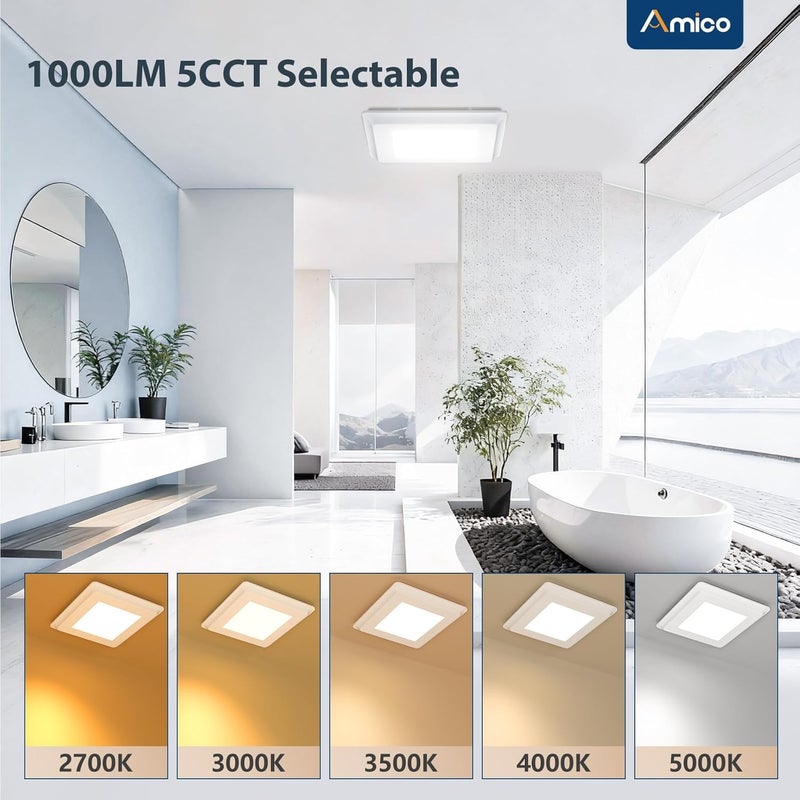 Amico Bathroom Exhaust Fan with Light, 80 CFM, 0.9 Sones, 5CCT, Easy Retrofit without Attic Access, Adjustable Bathroom Fan with light, Quiet Operation, ETL & FCC Certified - Image 3